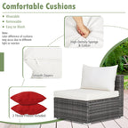 7-Piece Patio Rattan Furniture Set Sectional Sofa Garden Cushion
