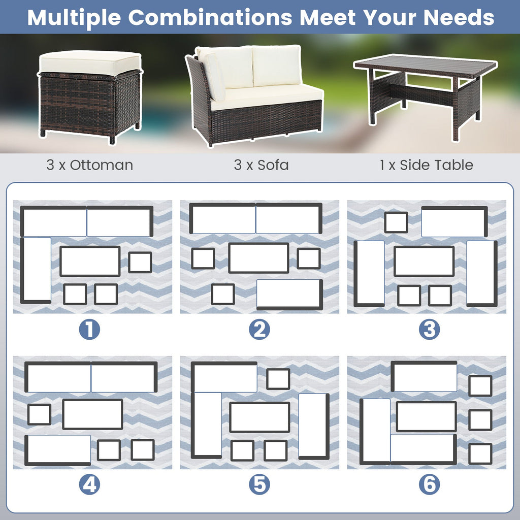 7-Piece Wicker Patio Furniture Set – White