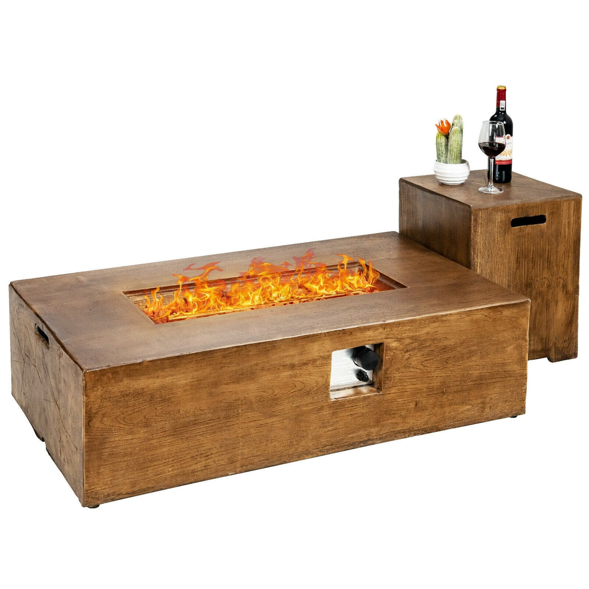 2-Piece Propane Fire Pit Table Set for Patio