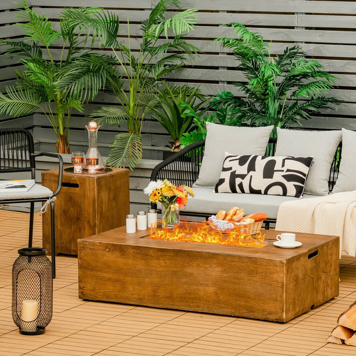 2-Piece Propane Fire Pit Table Set for Patio