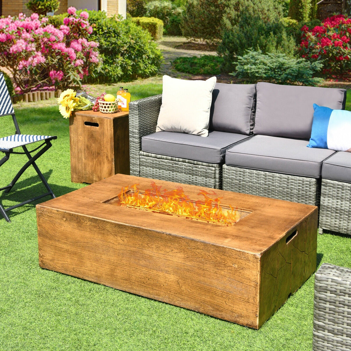 2-Piece Propane Fire Pit Table Set for Patio