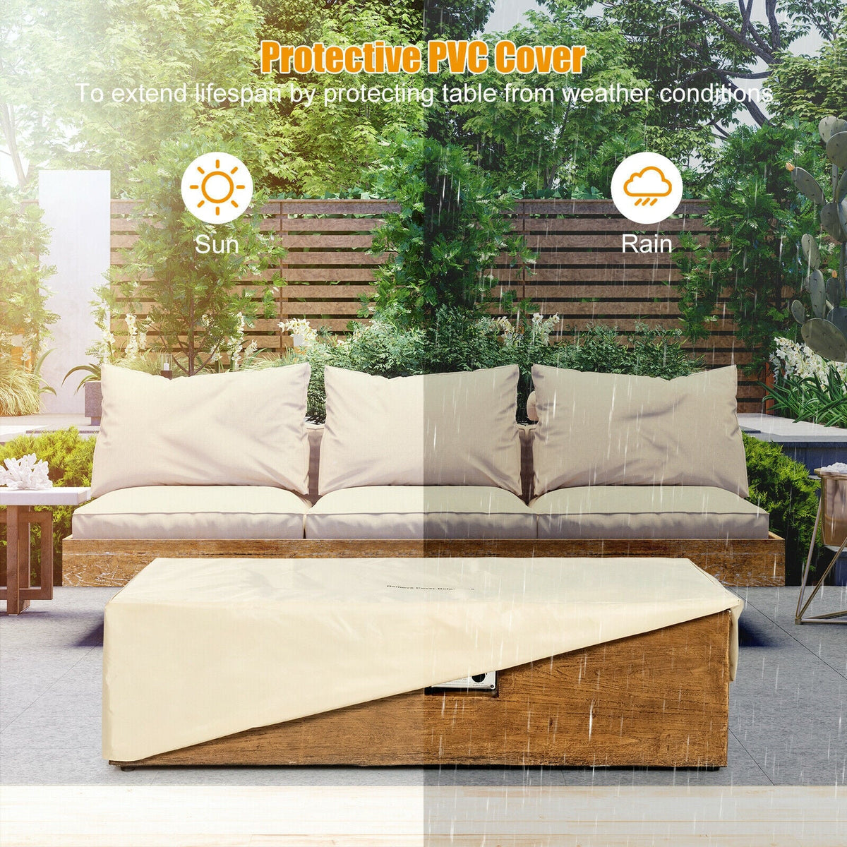 2-Piece Propane Fire Pit Table Set for Patio
