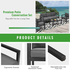 4-Piece Outdoor Furniture Set for Backyard and Poolside – Gray