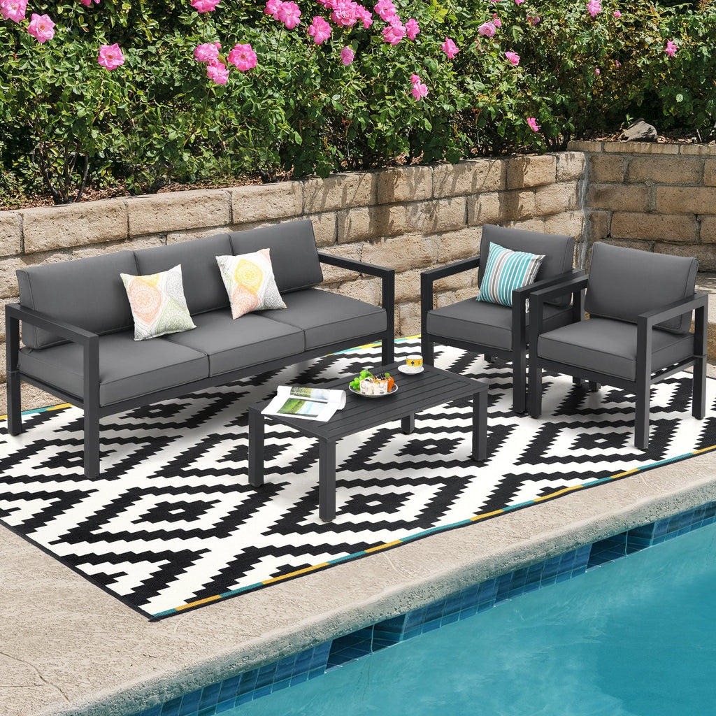 4-Piece Outdoor Furniture Set for Backyard and Poolside – Gray