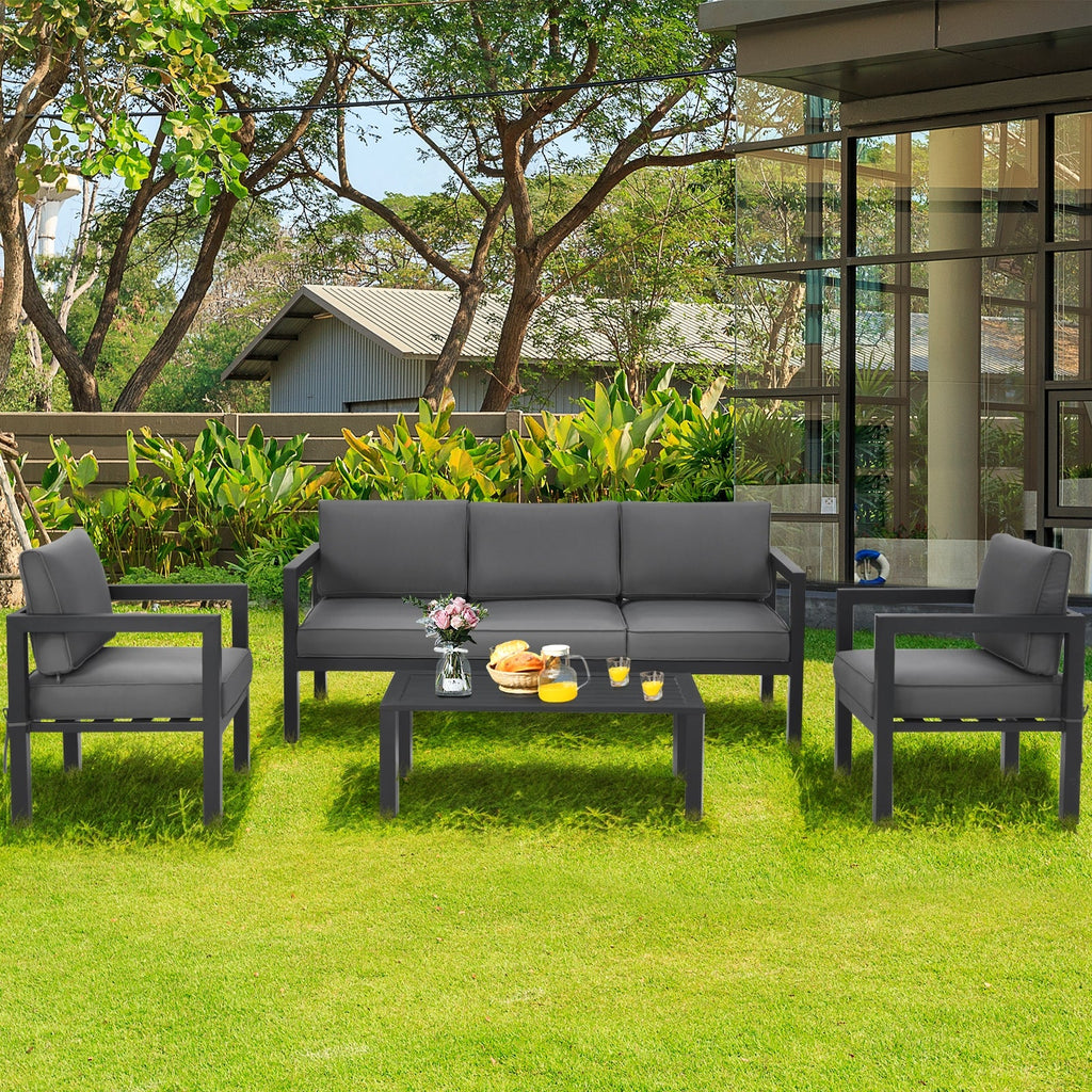 4-Piece Outdoor Furniture Set for Backyard and Poolside – Gray
