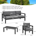 4-Piece Outdoor Furniture Set for Backyard and Poolside – Gray
