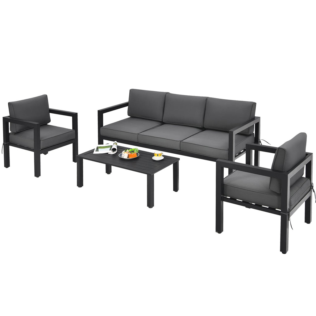4-Piece Outdoor Furniture Set for Backyard and Poolside – Gray