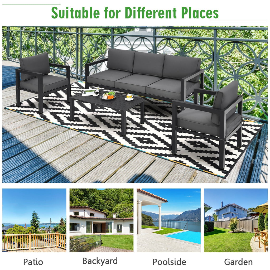 4-Piece Outdoor Furniture Set for Backyard and Poolside – Gray