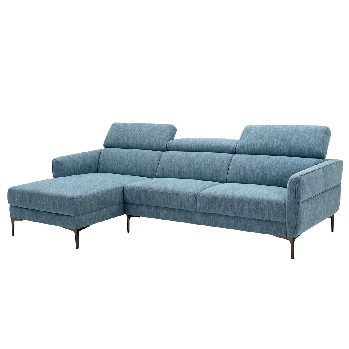 105 Inch L-Shaped Sofa Couch with 3 Adjustable Headrests – Blue