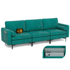 Modular 1/2/3/4-Seat L-Shaped Sectional Sofa Couch with Socket USB Port-3 – Seat with USB port