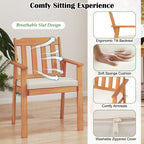 6-Piece Patio Dining Table Set 63" Rectangle Table with 4 Acacia Wood Armchairs and Backless Bench