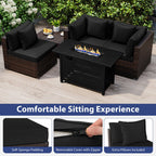 Heavy-duty Frame Rattan Sofa Set with 60000 BTU Firepit Table