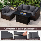 Heavy-duty Frame Rattan Sofa Set with 60000 BTU Firepit Table