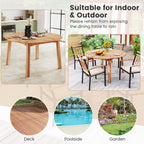 5-Piece Acacia Wood Patio Dining Set with Umbrella Hole