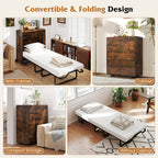 3-Piece Space-Saving Living Room with Teddy Sofa Display Bookshelf & Foldable Murphy Bed